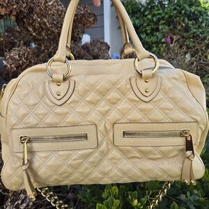 Marc Jacobs Stam Quilted Satchel - Cream with Gold Accents